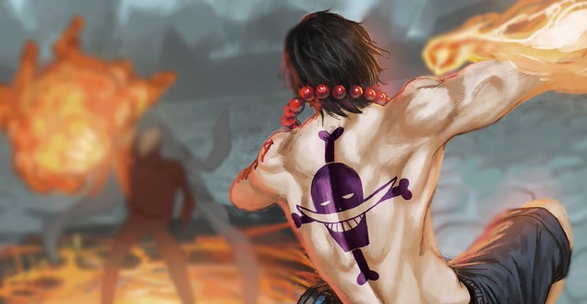 portgas d. ace and sakazuki (one piece) drawn by sukehachi