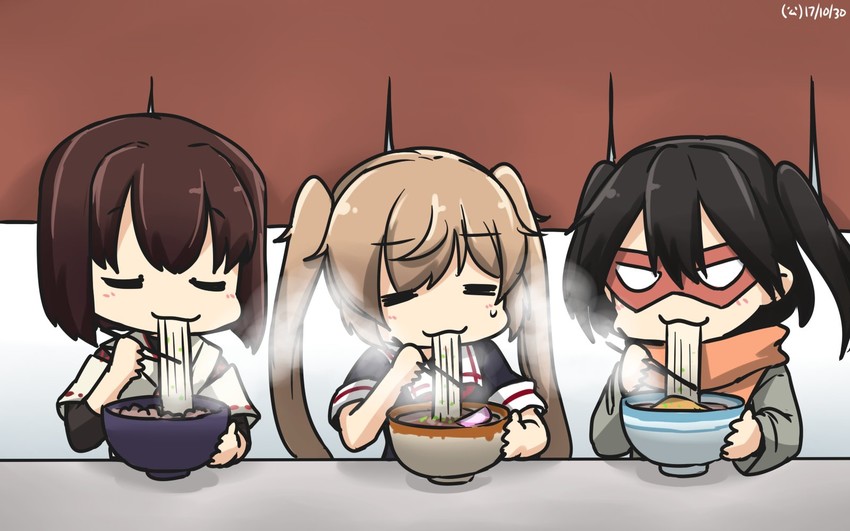 murasame, hyuuga, and sendai (kantai collection) drawn by hamu_koutarou