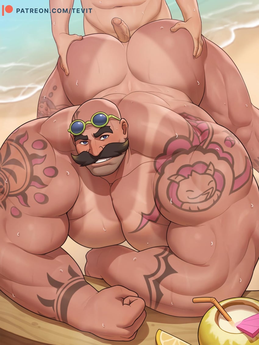 braum and pool party braum (league of legends) drawn by tevit_(tevit15)