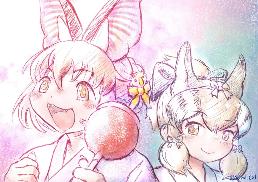 brown long-eared bat and siberian chipmunk (kemono friends and 1 more) drawn by saival_cat
