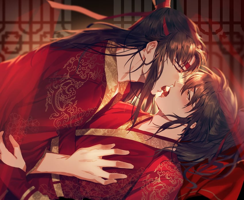 wei wuxian and lan wangji (modao zushi) drawn by jujeop