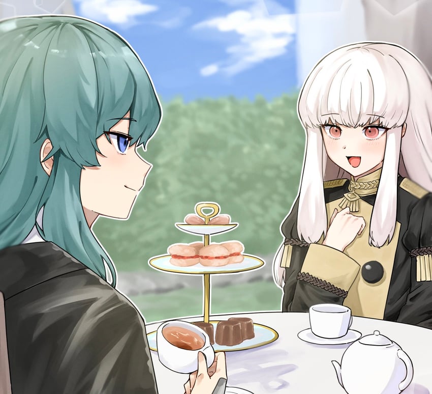 female byleth and lysithea von ordelia (fire emblem and 1 more) drawn by yunomi_(yunomi1129)
