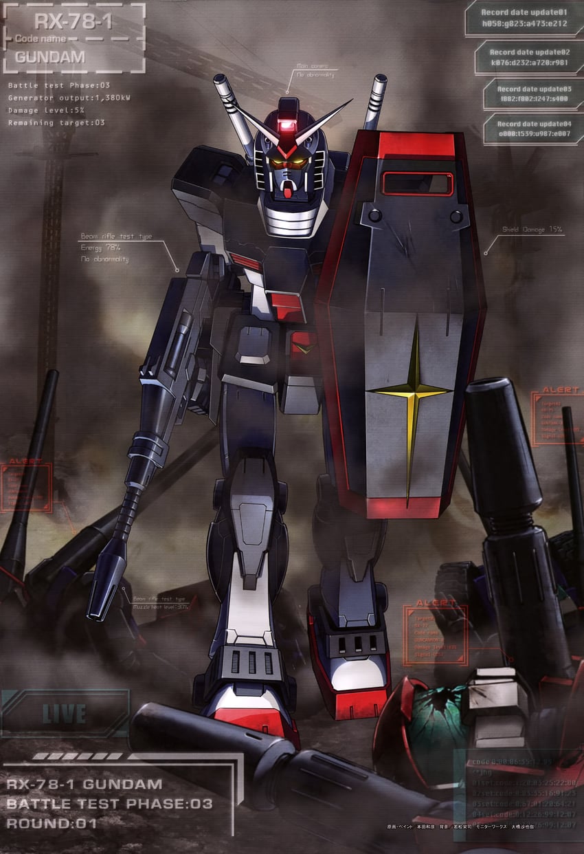 guncannon, guntank, and prototype gundam (gundam and 3 more) drawn by honda_kazuhiko