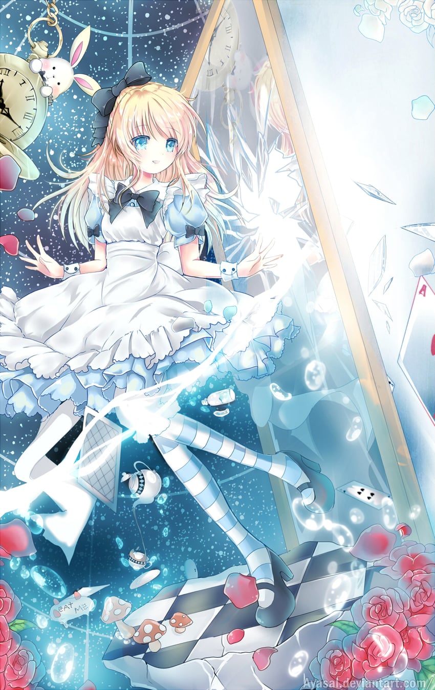 alice and white rabbit (alice's adventures in wonderland) drawn by ayasal