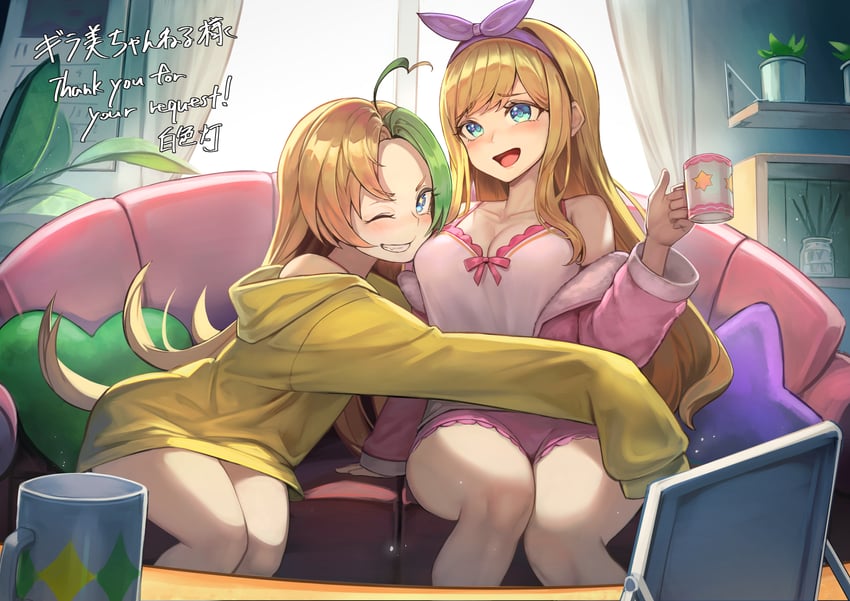 girami and hoshisora ciel (indie virtual youtuber and 1 more) drawn by hakusyokuto