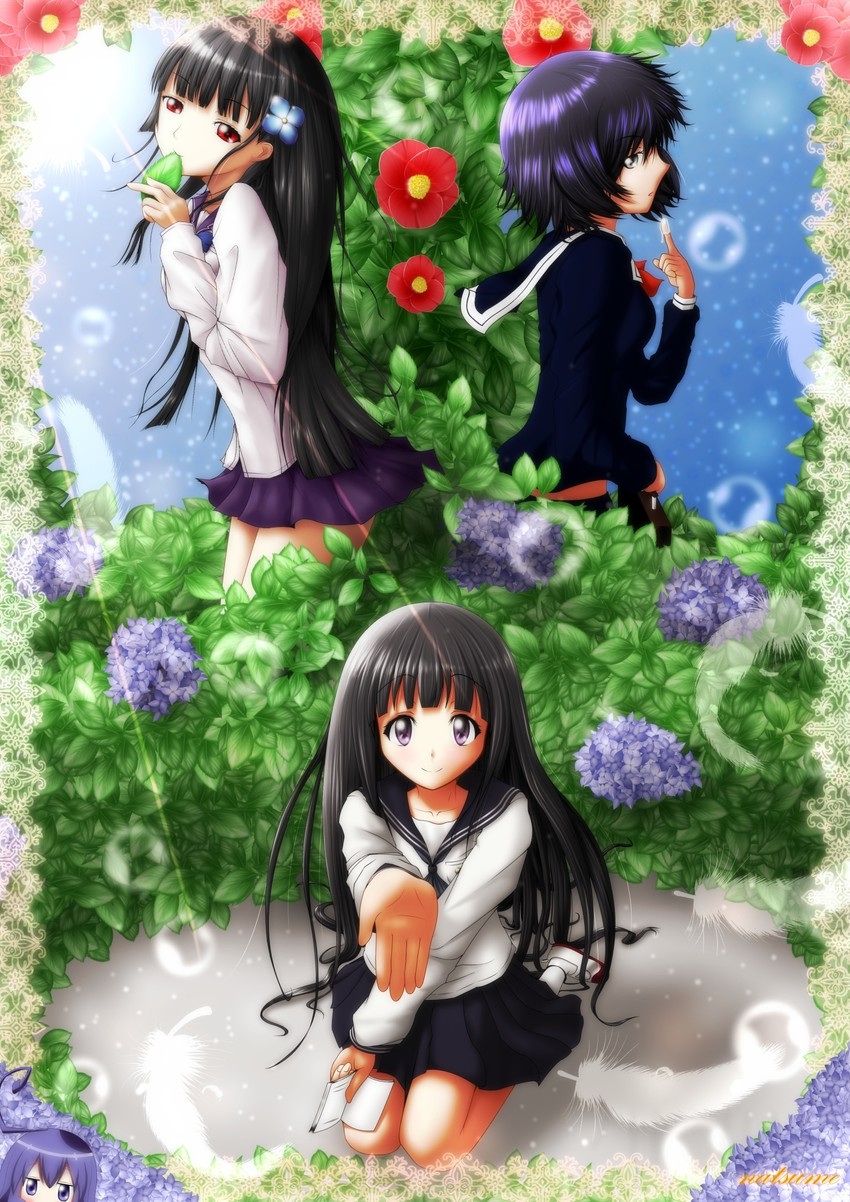 chitanda eru, urabe mikoto, sanka rea, and miniwa tsumiki (hyouka and 3 more) drawn by ringerwalker