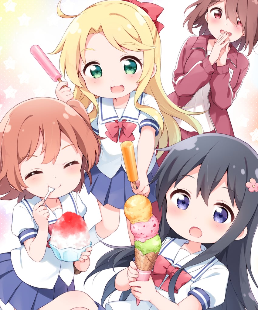 himesaka noa, shirosaki hana, hoshino miyako, and hoshino hinata (watashi ni tenshi ga maiorita!) drawn by hazuki_(sutasuta)