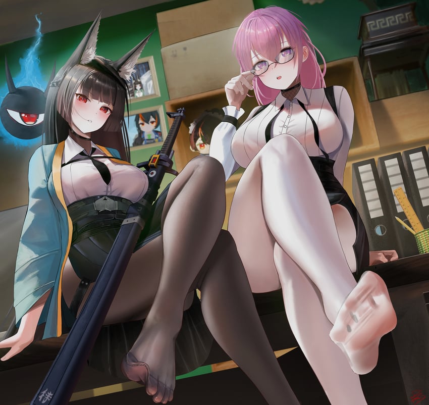 hoshimi miyabi, tsukishiro yanagi, and tailless (zenless zone zero) drawn by bao_(pixiv_99415611)