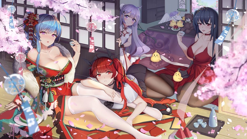 manjuu, taihou, unicorn, st. louis, and honolulu (azur lane) drawn by viola1587