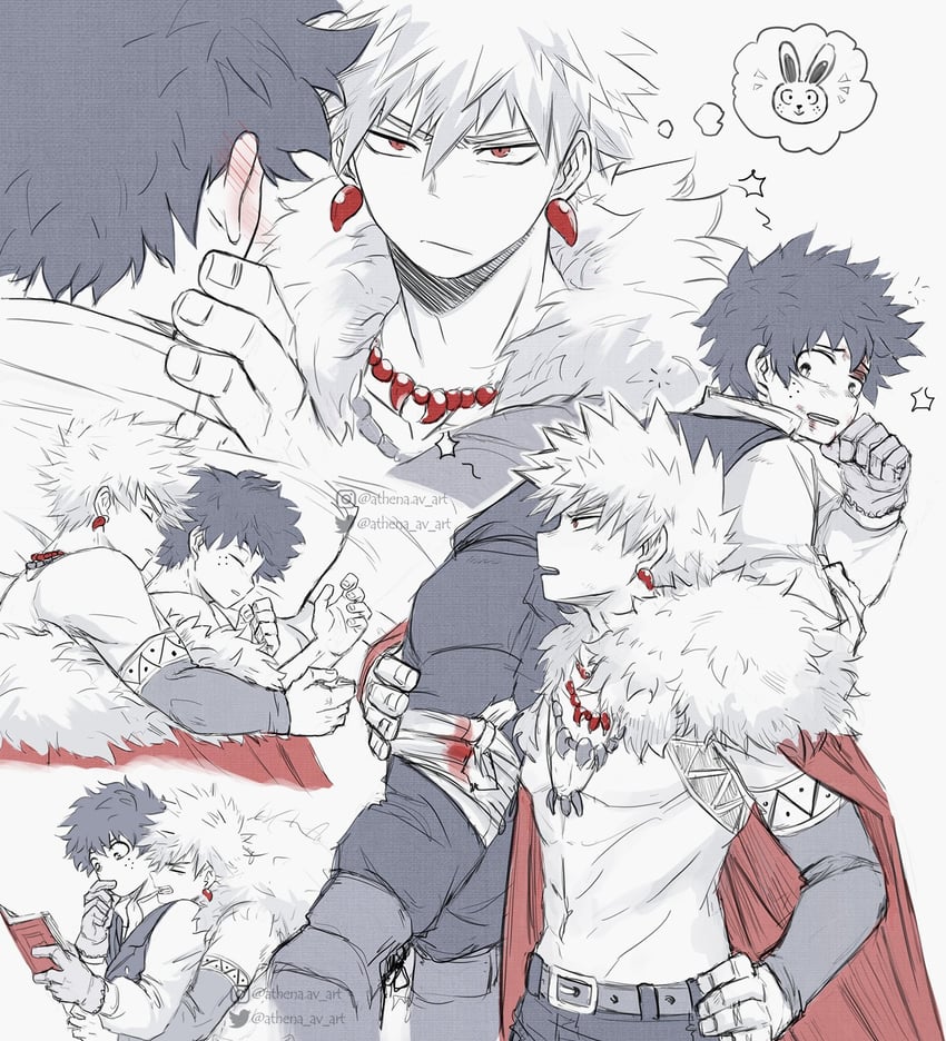 midoriya izuku and bakugou katsuki (boku no hero academia) drawn by athena_av