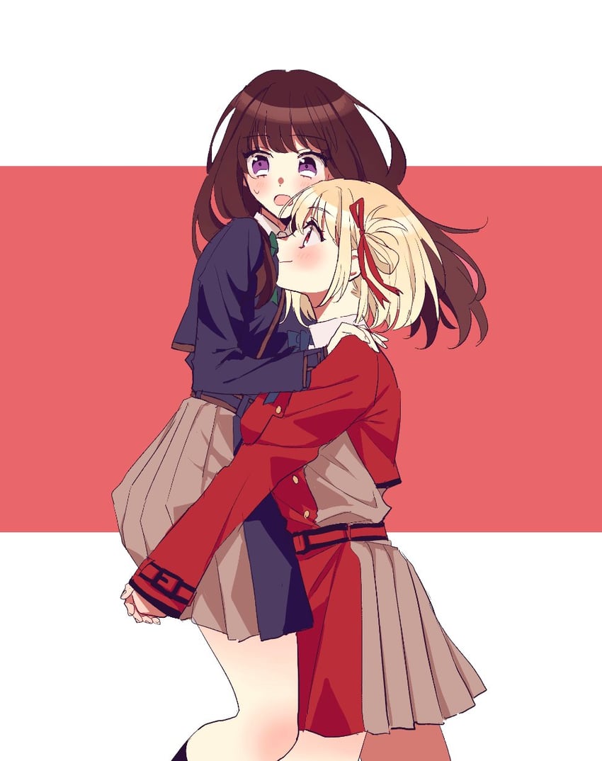 nishikigi chisato and inoue takina (lycoris recoil) drawn by kuromiya_yuneko