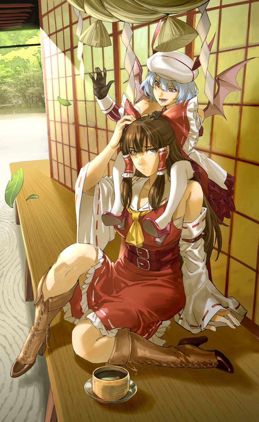 hakurei reimu and remilia scarlet (touhou) drawn by sheepkill