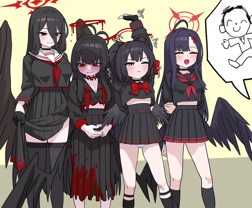 sensei, doodle sensei, hasumi, ichika, tsurugi, and 1 more (blue archive) drawn by okokorika