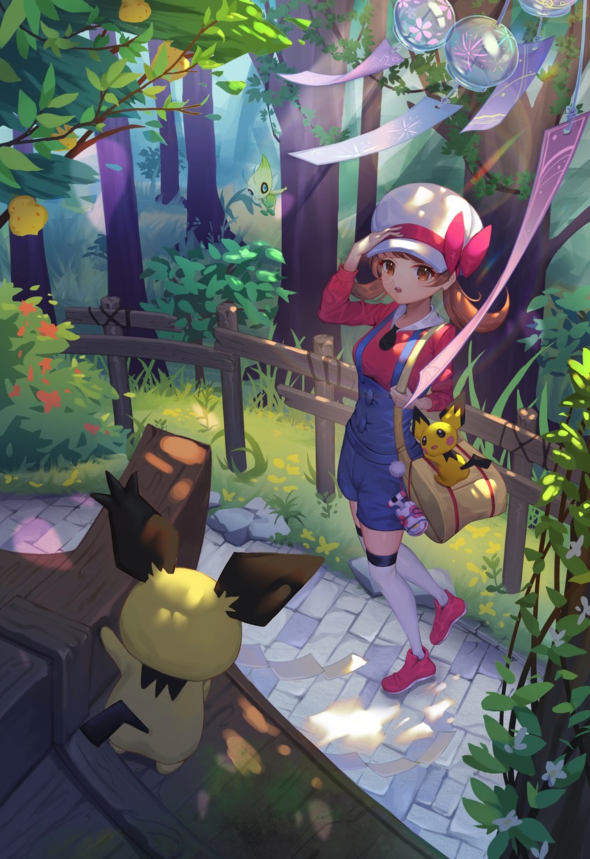 lyra, pichu, celebi, and spiky-eared pichu (pokemon and 1 more) drawn by al_guang