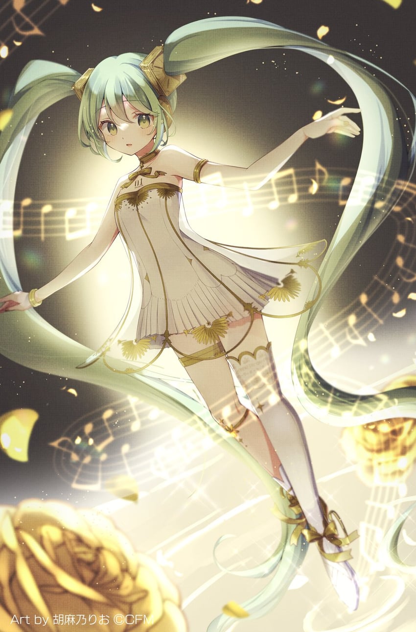 hatsune miku and gramophone miku (vocaloid and 1 more) drawn by gomano_rio