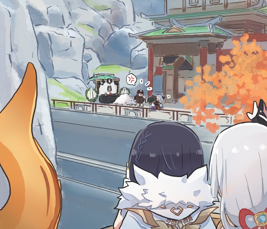 ganyu, hu tao, zhongli, shenhe, xiao, and 2 more (genshin impact) drawn by xinzoruo
