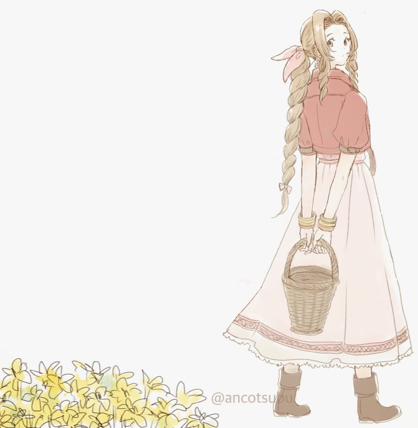aerith gainsborough (final fantasy and 2 more) drawn by ancotsubu