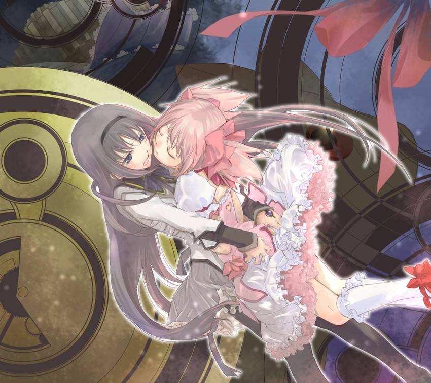 akemi homura and kaname madoka (mahou shoujo madoka magica) drawn by nasuo224