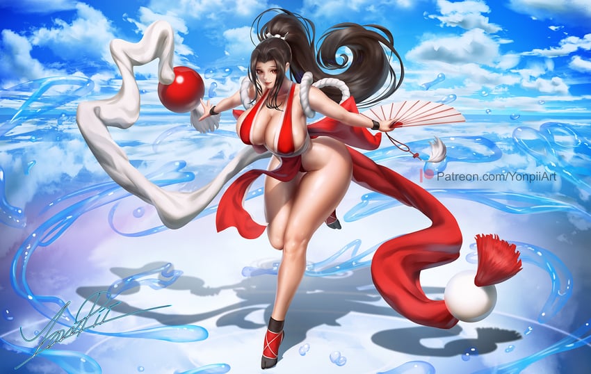 shiranui mai (the king of fighters and 1 more) drawn by yonpii
