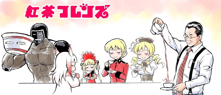 tomoe mami, darjeeling, shinku, japanese crested ibis, warsman, and 1 more (mahou shoujo madoka magica and 5 more) drawn by yonecchi