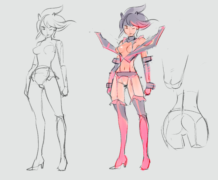 matoi ryuuko and senketsu (kill la kill) drawn by doxy