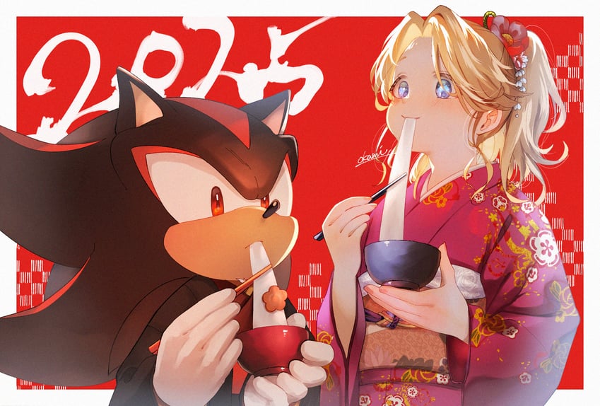 shadow the hedgehog and maria robotnik (sonic) drawn by tondamanuke