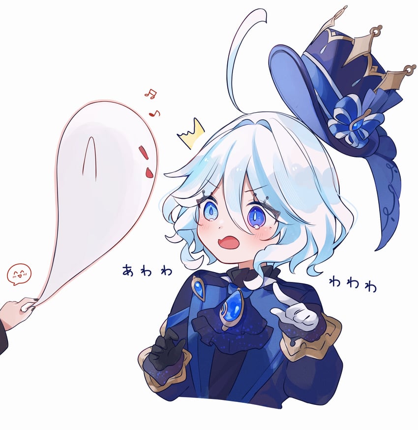 hu tao, furina, and boo tao (genshin impact) drawn by engasaki_sakura