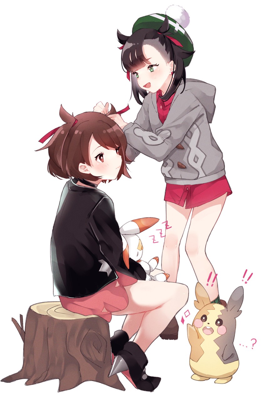 marnie, gloria, morpeko, and scorbunny (pokemon and 1 more) drawn by sakippo_(sakippo0)