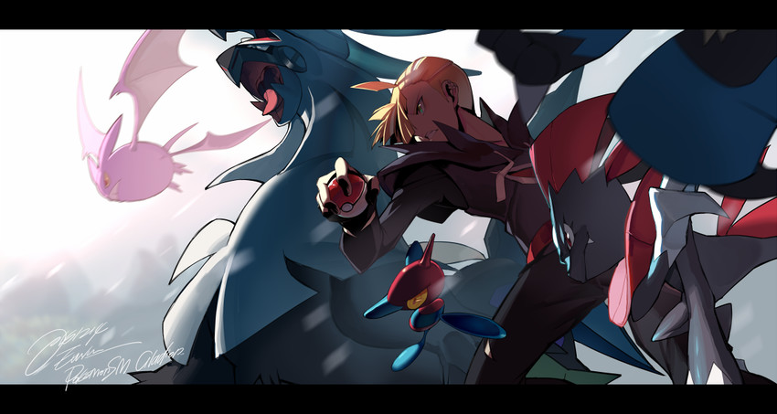 lucario, gladion, weavile, crobat, porygon-z, and 1 more (pokemon and 1 more) drawn by e_volution