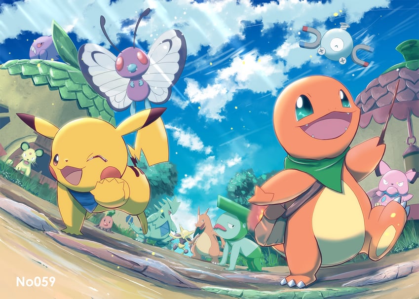 pikachu, charizard, gengar, charmander, magnemite, and 7 more (pokemon and 1 more) drawn by no-goku_(penicillium)