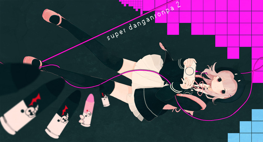 nanami chiaki, monokuma, and monomi (danganronpa and 1 more) drawn by periko_(biscottom)