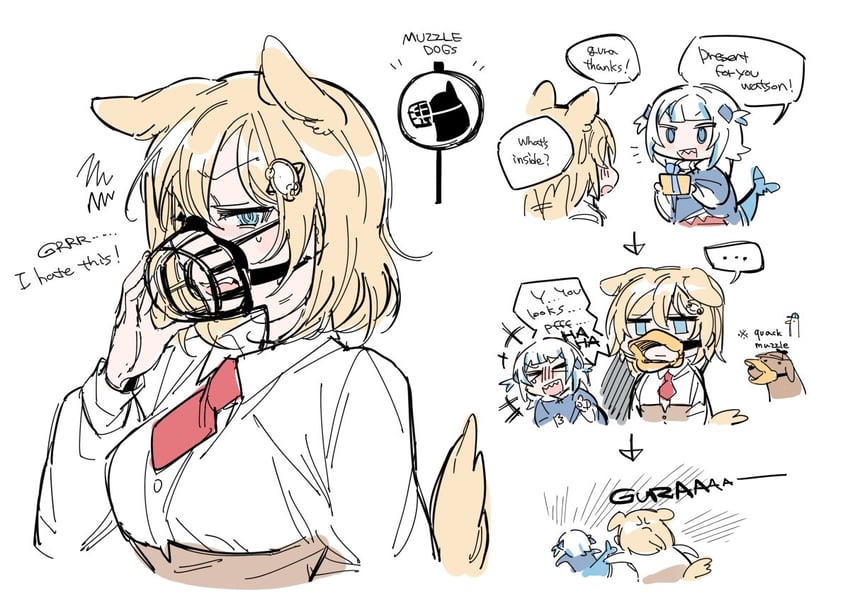 gawr gura and watson amelia (hololive and 1 more) drawn by mitsumine_(ookami_no_oyashiro)