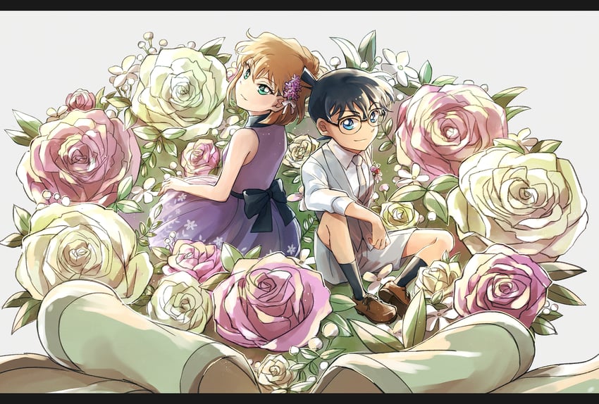 edogawa conan and haibara ai (meitantei conan) drawn by astrayin