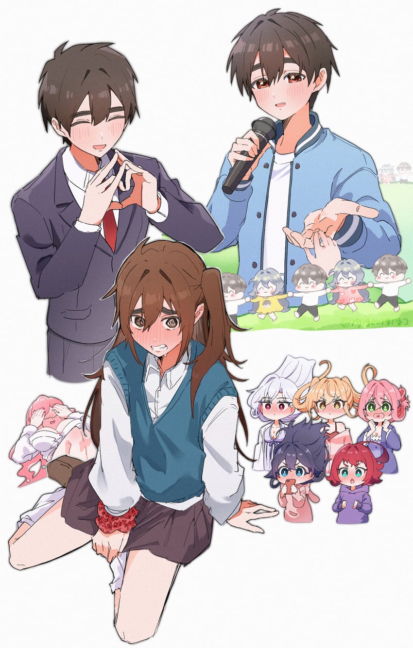 hanazono hakari, inda karane, yoshimoto shizuka, aijou rentarou, eiai nano, and 2 more (kimi no koto ga dai dai dai dai daisuki na 100-nin no kanojo) drawn by 2gc