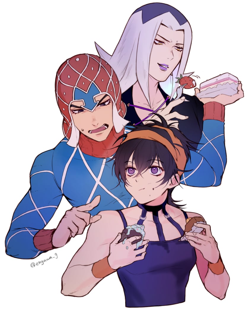 guido mista, narancia ghirga, and leone abbacchio (jojo no kimyou na bouken and 1 more) drawn by 723_(tobi)