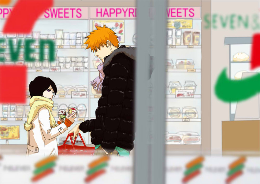kuchiki rukia and kurosaki ichigo (bleach and 1 more) drawn by micmic