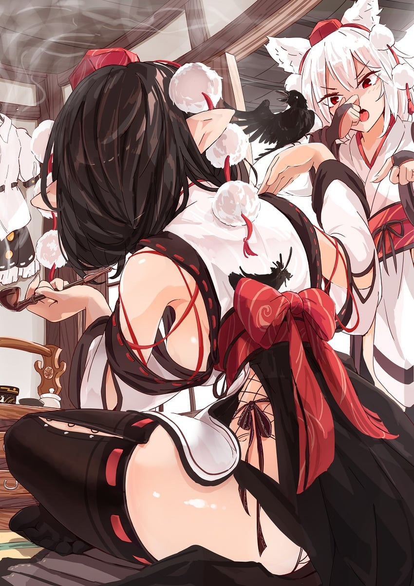 shameimaru aya and inubashiri momiji (touhou) drawn by kagami_toufu