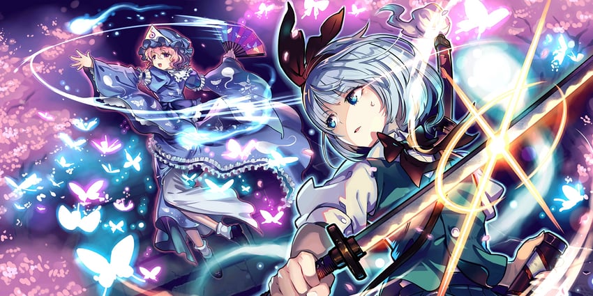 konpaku youmu and saigyouji yuyuko (touhou and 1 more) drawn by kinoshita_kotetsu