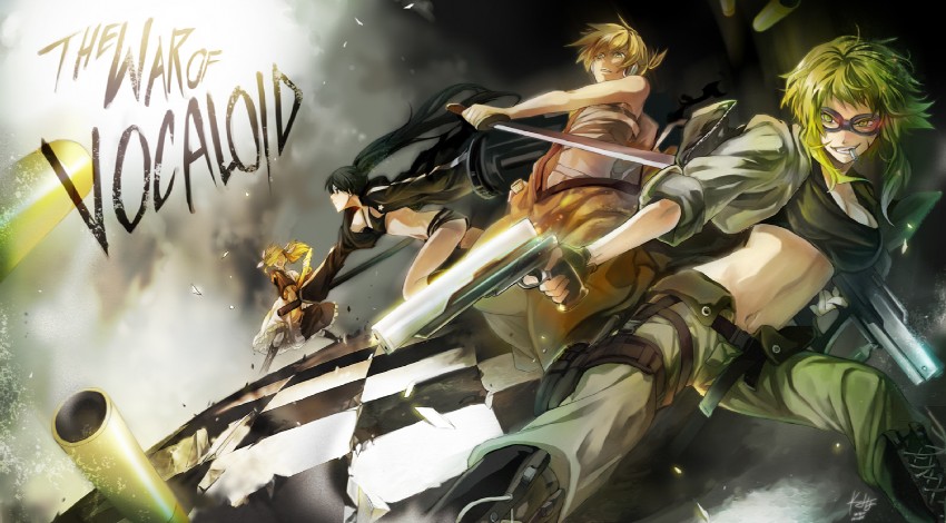 hatsune miku, kagamine rin, kagamine len, gumi, and black rock shooter (vocaloid and 4 more) drawn by rahwia