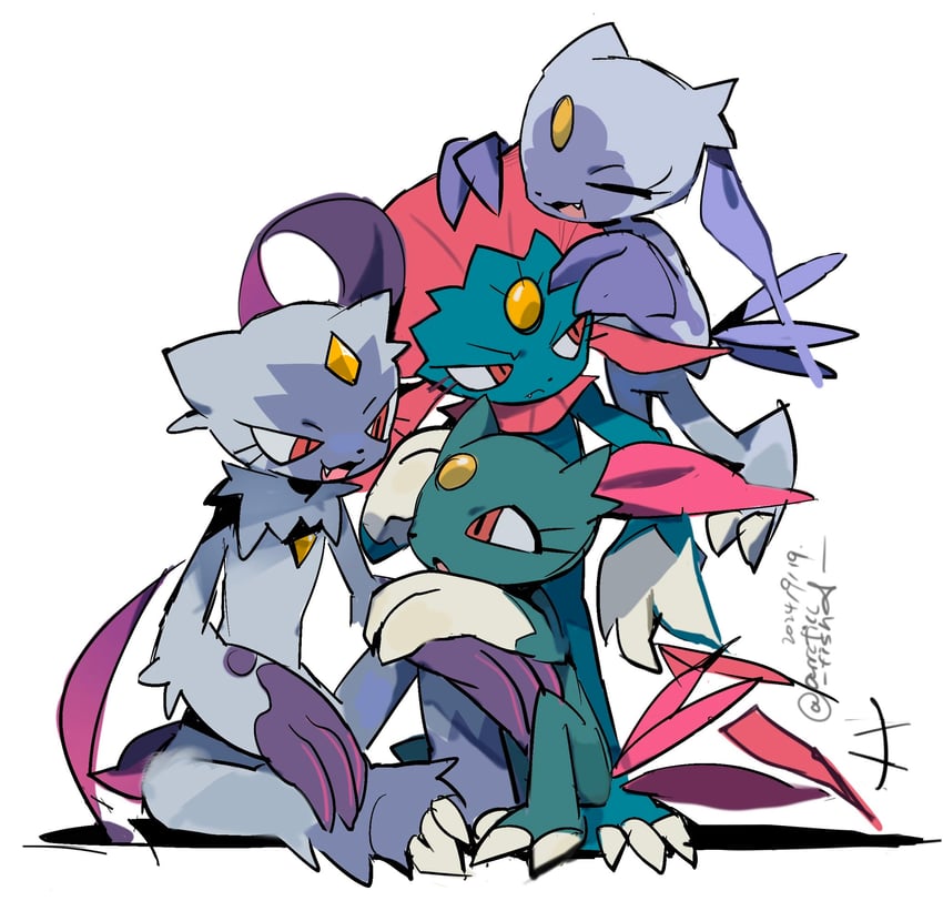 sneasel, weavile, sneasler, and hisuian sneasel (pokemon) drawn by arrcticc_fish