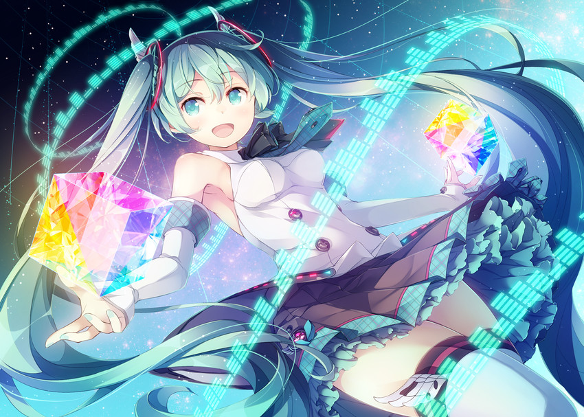 hatsune miku and magical mirai miku (vocaloid and 1 more) drawn by matsuuni