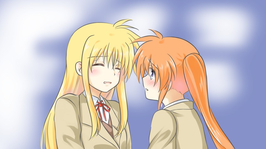 fate testarossa and takamachi nanoha (lyrical nanoha and 2 more) drawn by kerorokjy