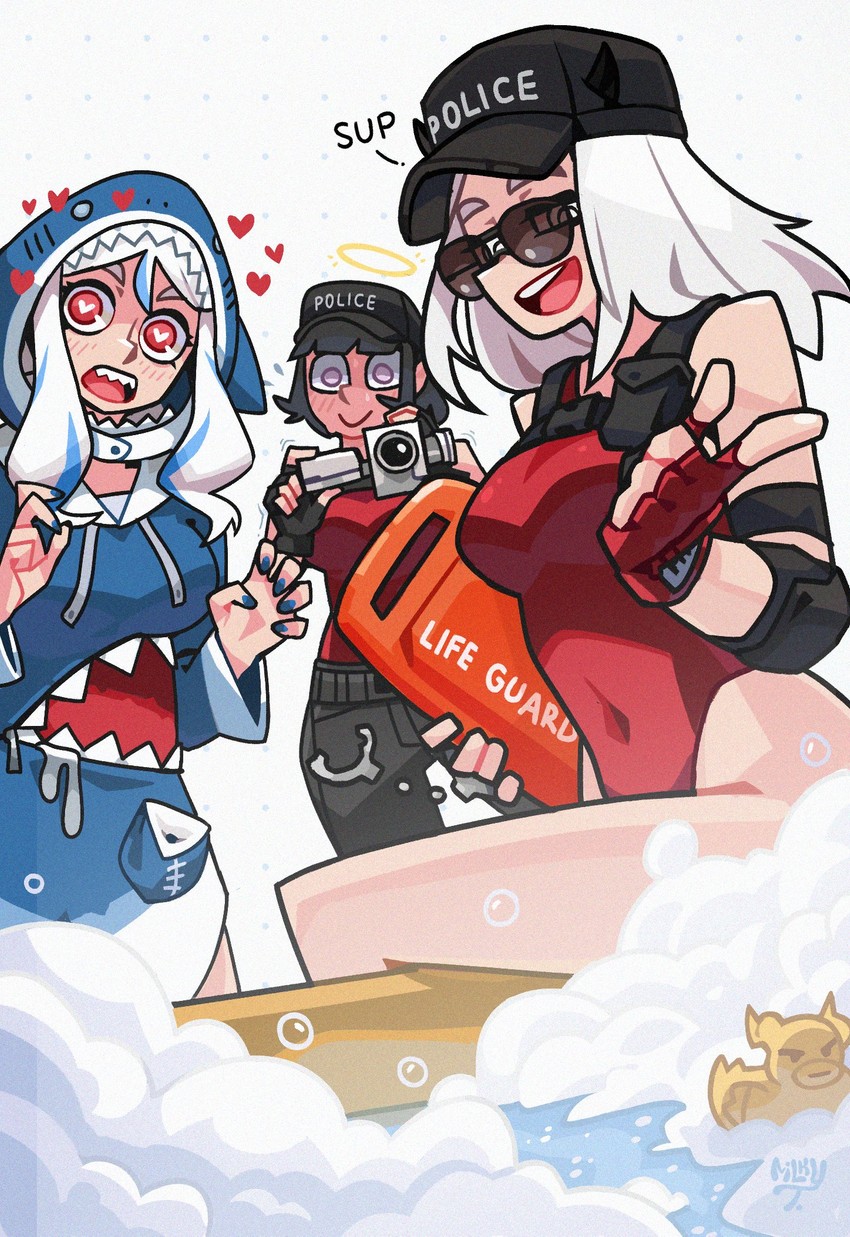 gawr gura, modeus, justice, and azazel (hololive and 3 more) drawn by milkytiddyboy