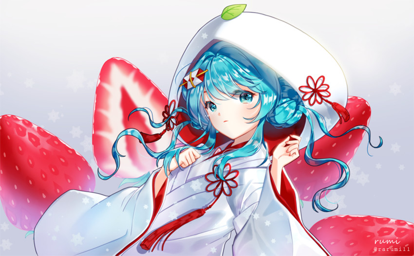 hatsune miku and yuki miku (vocaloid) drawn by rumi_(rarumi11)