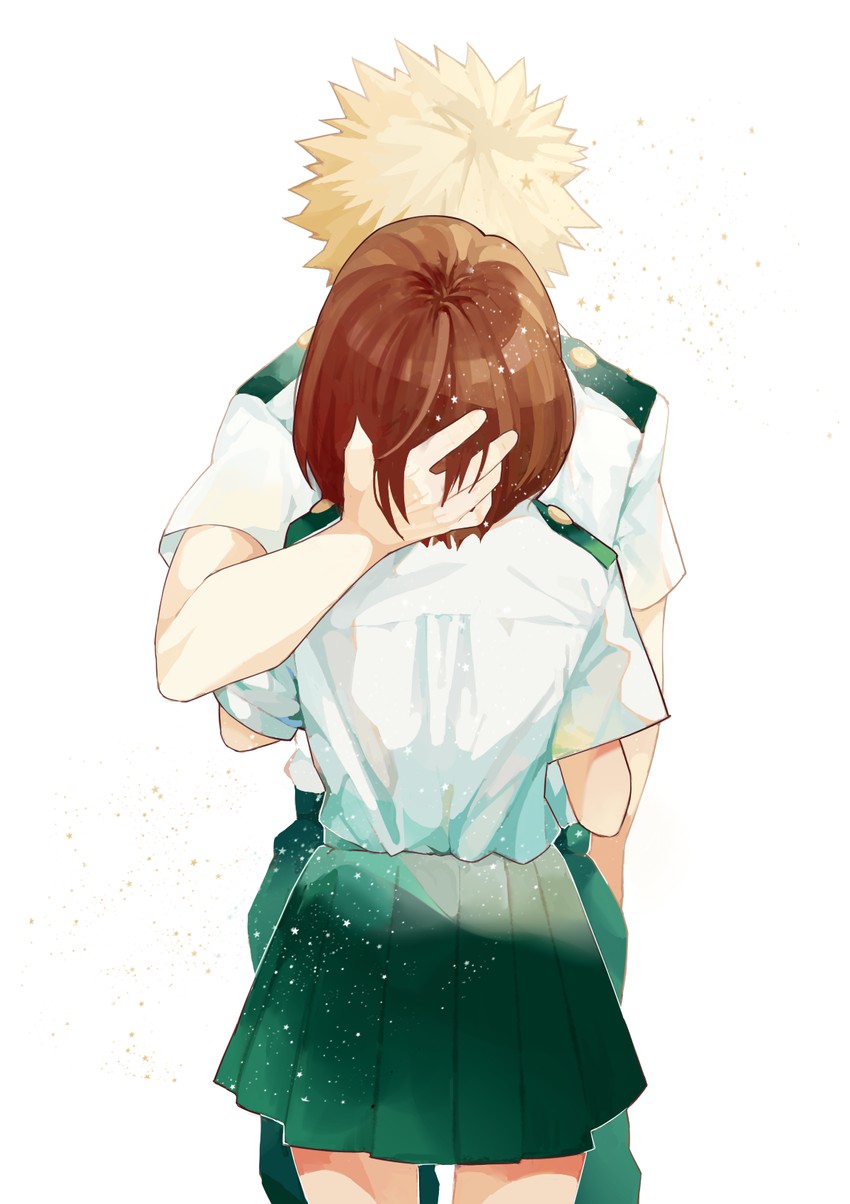 bakugou katsuki and uraraka ochaco (boku no hero academia) drawn by souka0428