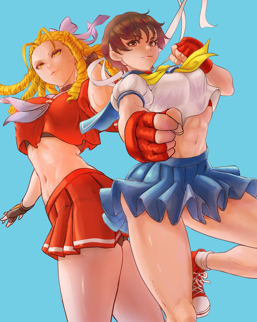 kasugano sakura and kanzuki karin (street fighter and 1 more) drawn by mayonakadays