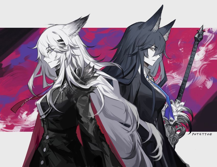 texas, lappland, texas the omertosa, and lappland the decadenza (arknights) drawn by potettoe