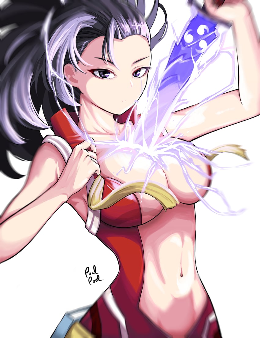 yaoyorozu momo (genshin impact and 1 more) drawn by poolpool
