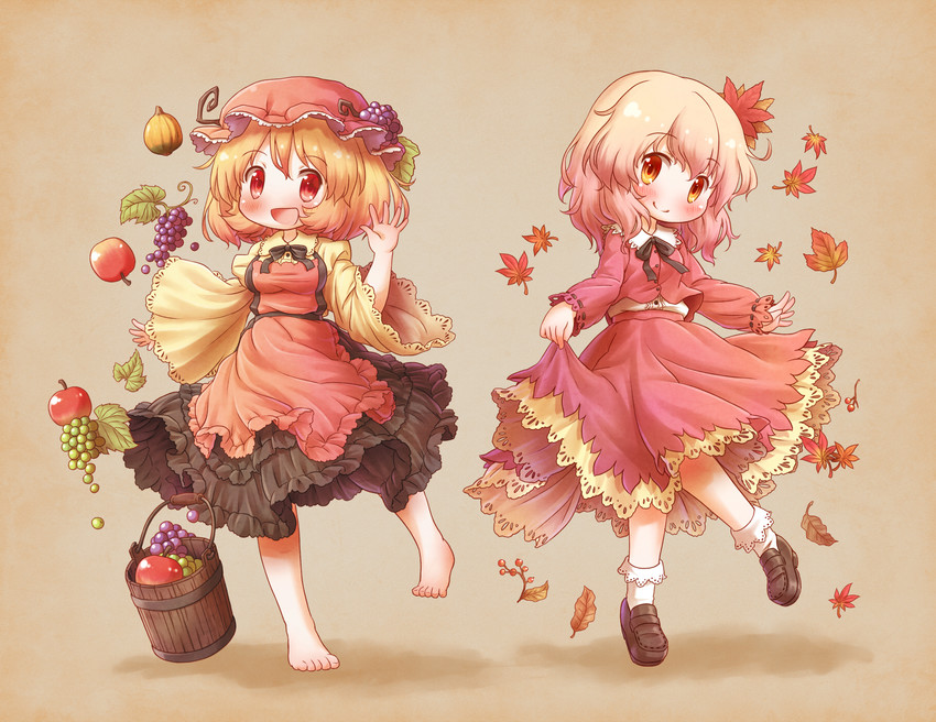 aki minoriko and aki shizuha (touhou) drawn by arinu