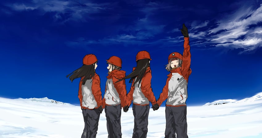 miyake hinata, kobuchizawa shirase, tamaki mari, and shiraishi yuzuki (sora yori mo tooi basho) drawn by suiso_(owp)